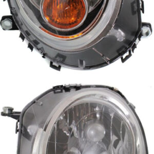 Driver and Passenger Side Headlights, with Amber Turn Indicator, For Model Code R55, R56, R57,R58 and R59, withBulbs, Halogen, Convertible/Hatchback
