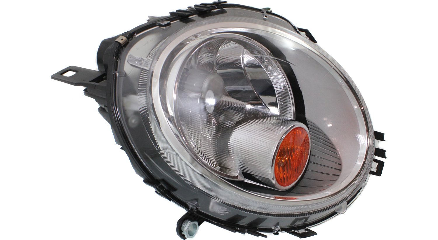 Driver and Passenger Side Headlights, with Amber Turn Indicator, For Model Code R55, R56, R57,R58 and R59, withBulbs, Halogen, Convertible/Hatchback