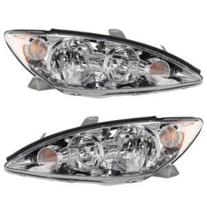 Driver and Passenger Side Headlights, with Bulb(s), Halogen, LE/XLE Models, USA Built Vehicle