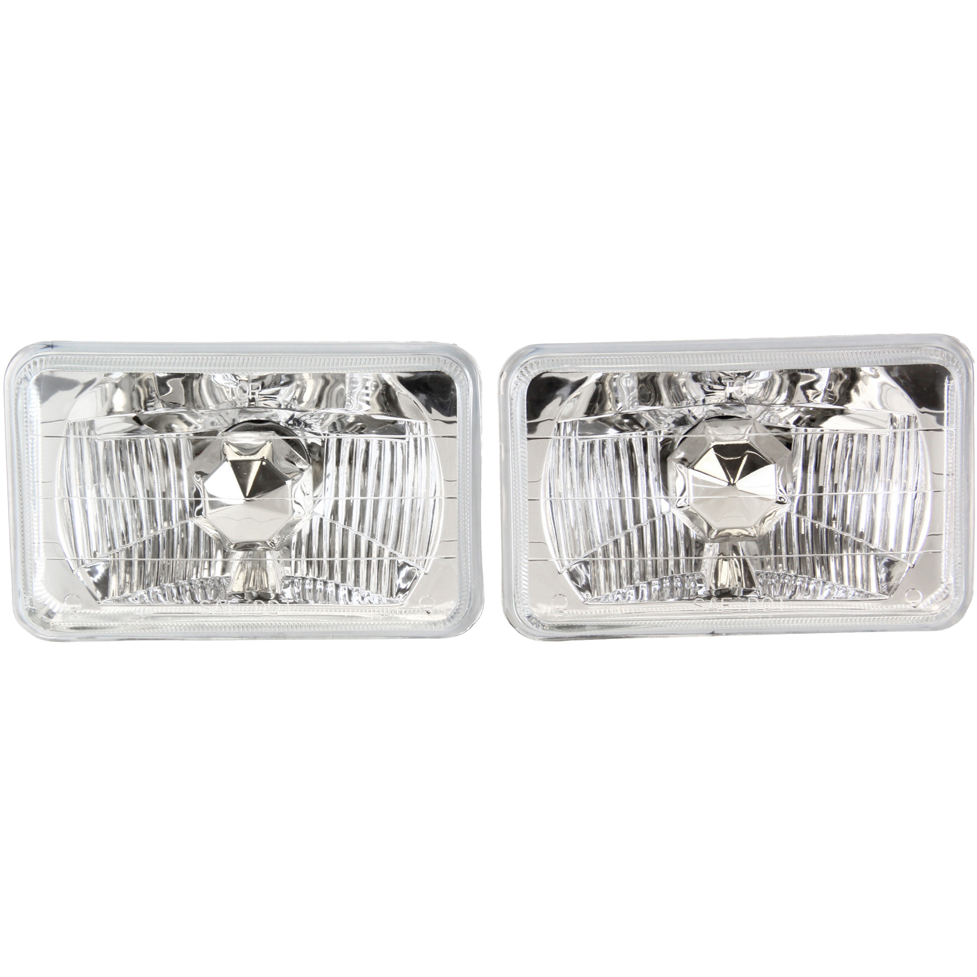 Driver and Passenger Side Headlights, with Bulbs, Halogen, 4 x 6 in. Round Conversion Headlights, H4651 Type Upgrade