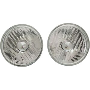 Driver and Passenger Side Headlights, with Bulbs, Halogen, 7 in. Round Conversion Headlights, H6014 Type Upgrade