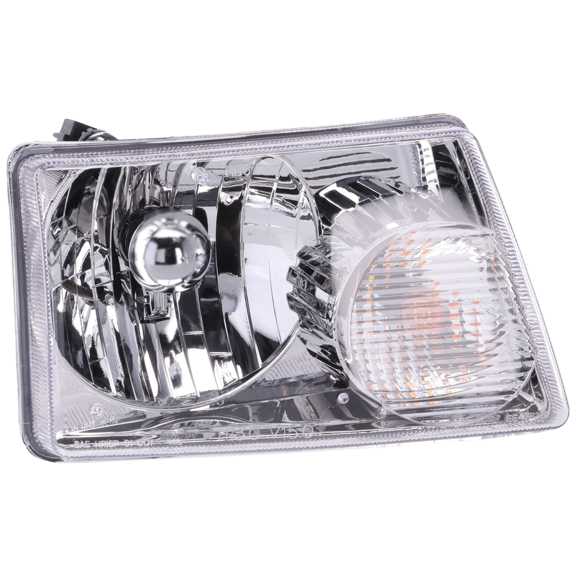 Driver and Passenger Side Headlights, with Bulbs, Halogen, Clear Lens, with Turn Signal Bulbs and Socket
