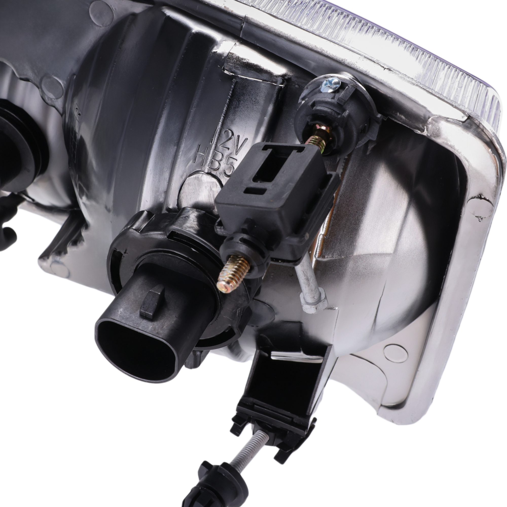 Driver and Passenger Side Headlights, with Bulbs, Halogen, Clear Lens, with Turn Signal Bulbs and Socket