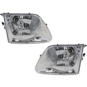 Driver and Passenger Side Headlights, with Bulbs, Halogen, Crystal Clear Lens