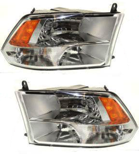 Driver and Passenger Side Headlights, with Bulbs, Halogen, For Models with Quad Lights, Dual beam Headlights