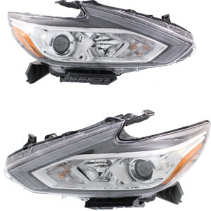 Driver and Passenger Side Headlights, with Bulbs, Halogen, For Models without Daytime Running Light