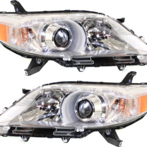 Driver and Passenger Side Headlights, with Bulbs, Halogen, For Models without LED Daytime Running Lights