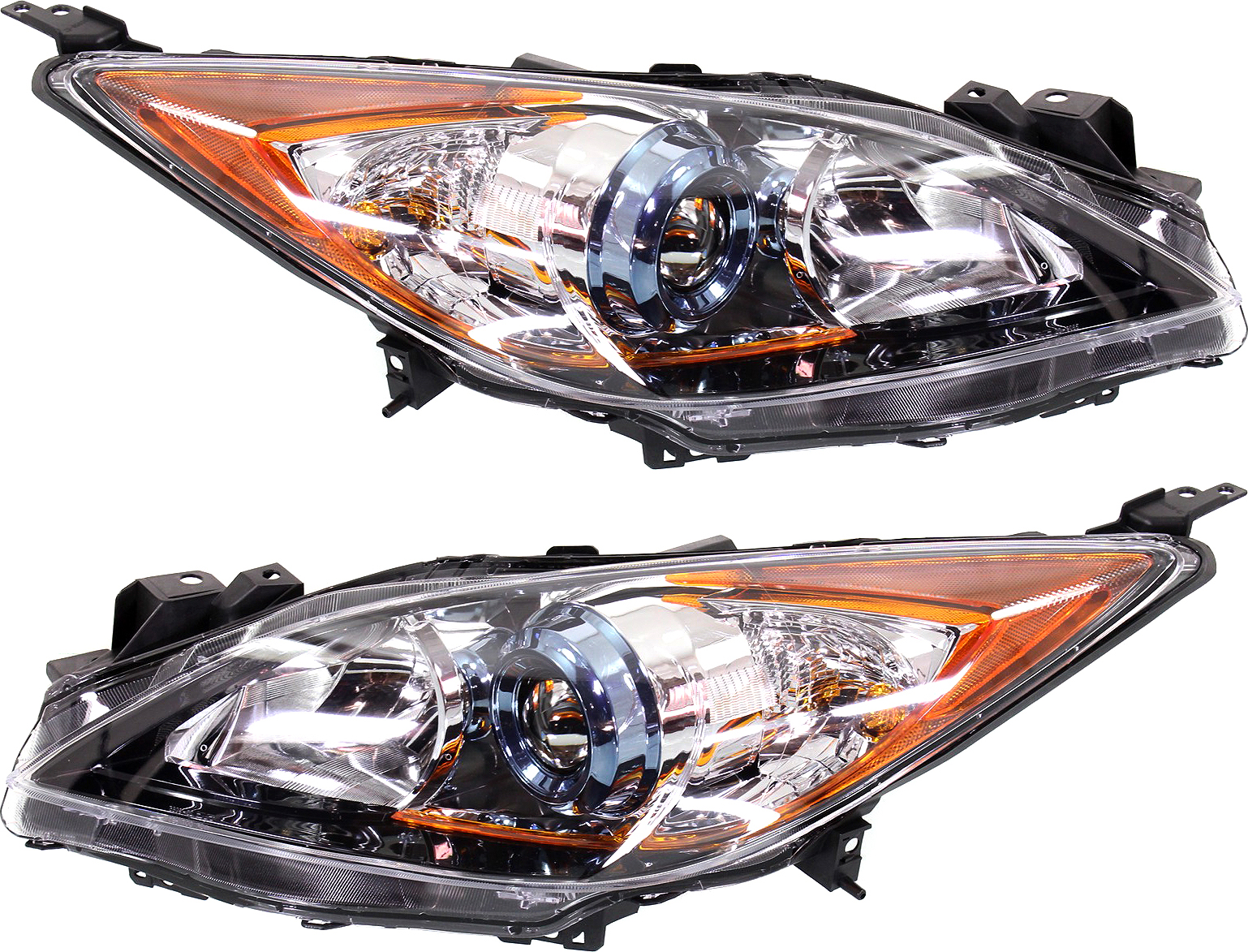 Driver and Passenger Side Headlights, with Bulbs, Halogen, Hatchback, 6-Speed