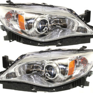 Driver and Passenger Side Headlights, with Bulbs, Halogen, Hatchback/Sedan, with wiring harness