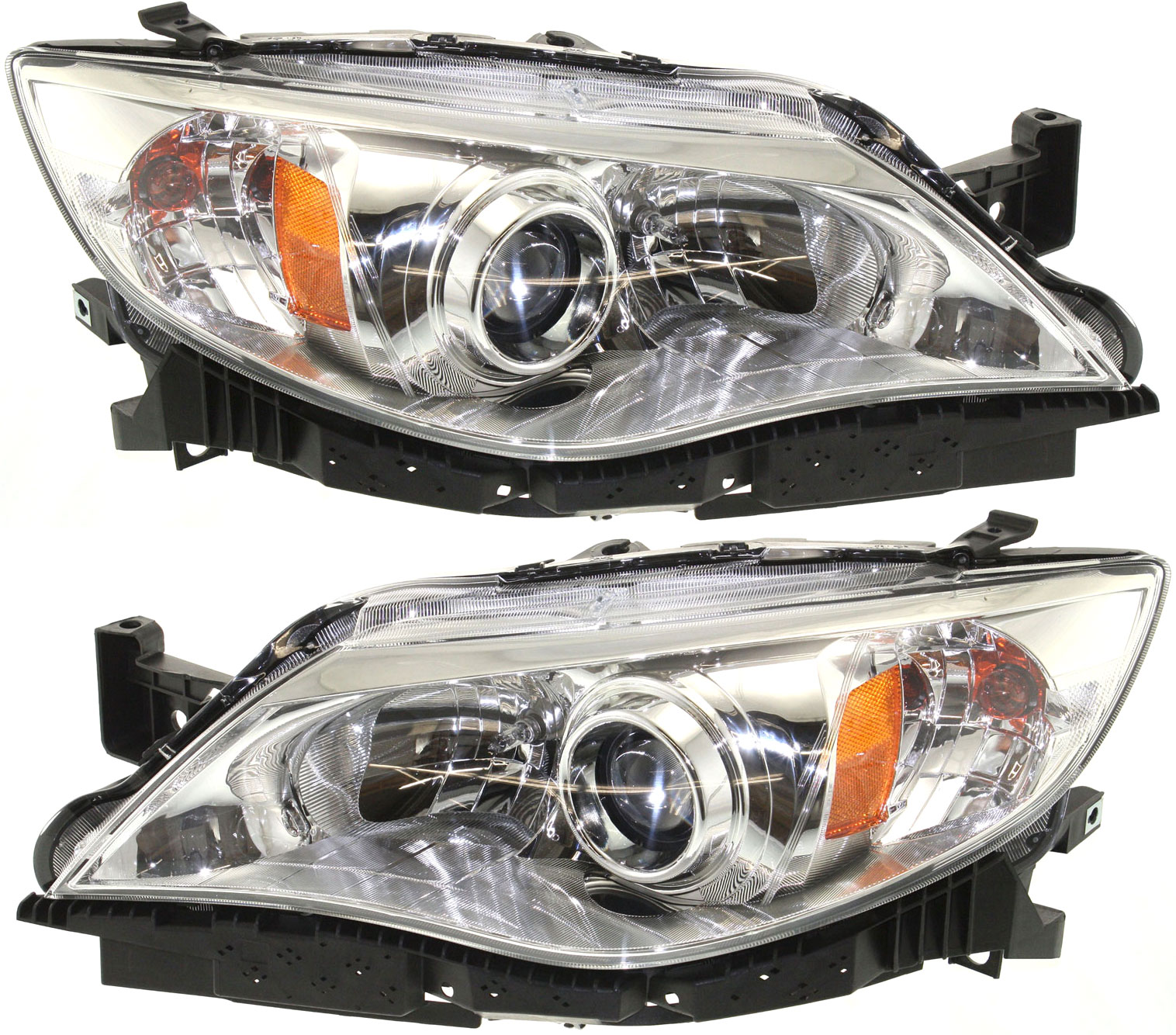 Driver and Passenger Side Headlights, with Bulbs, Halogen, Hatchback/Sedan, with wiring harness