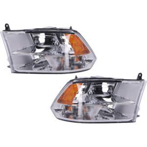 Driver and Passenger Side Headlights, with Bulbs, Halogen, Reflector Type, For Models with Quad Lights, without Daytime Running Lights