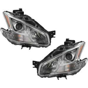 Driver and Passenger Side Headlights, with Bulbs, Halogen, S Model, For Models without Sport, Premium, and Limited Edition Package