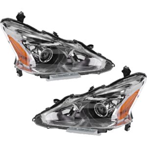 Driver and Passenger Side Headlights, with Bulbs, Halogen, Sedan