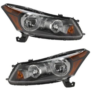 Driver and Passenger Side Headlights, with Bulbs, Halogen, Sedan