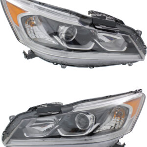 Driver and Passenger Side Headlights, with Bulbs, Halogen, Sedan, Except Hybrid/LX/Touring Models