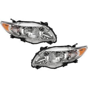 Driver and Passenger Side Headlights, with Bulbs, Halogen, Sedan, North America Built Vehicle