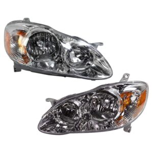 Driver and Passenger Side Headlights, with Bulbs, Halogen, USA Built Vehicle, Chrome Interior, without turn signal light Bulbs