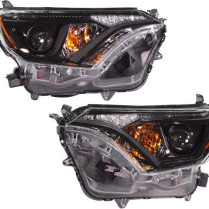 Driver and Passenger Side Headlights, with Bulbs, Halogen, USA Built Vehicle, with black bezel
