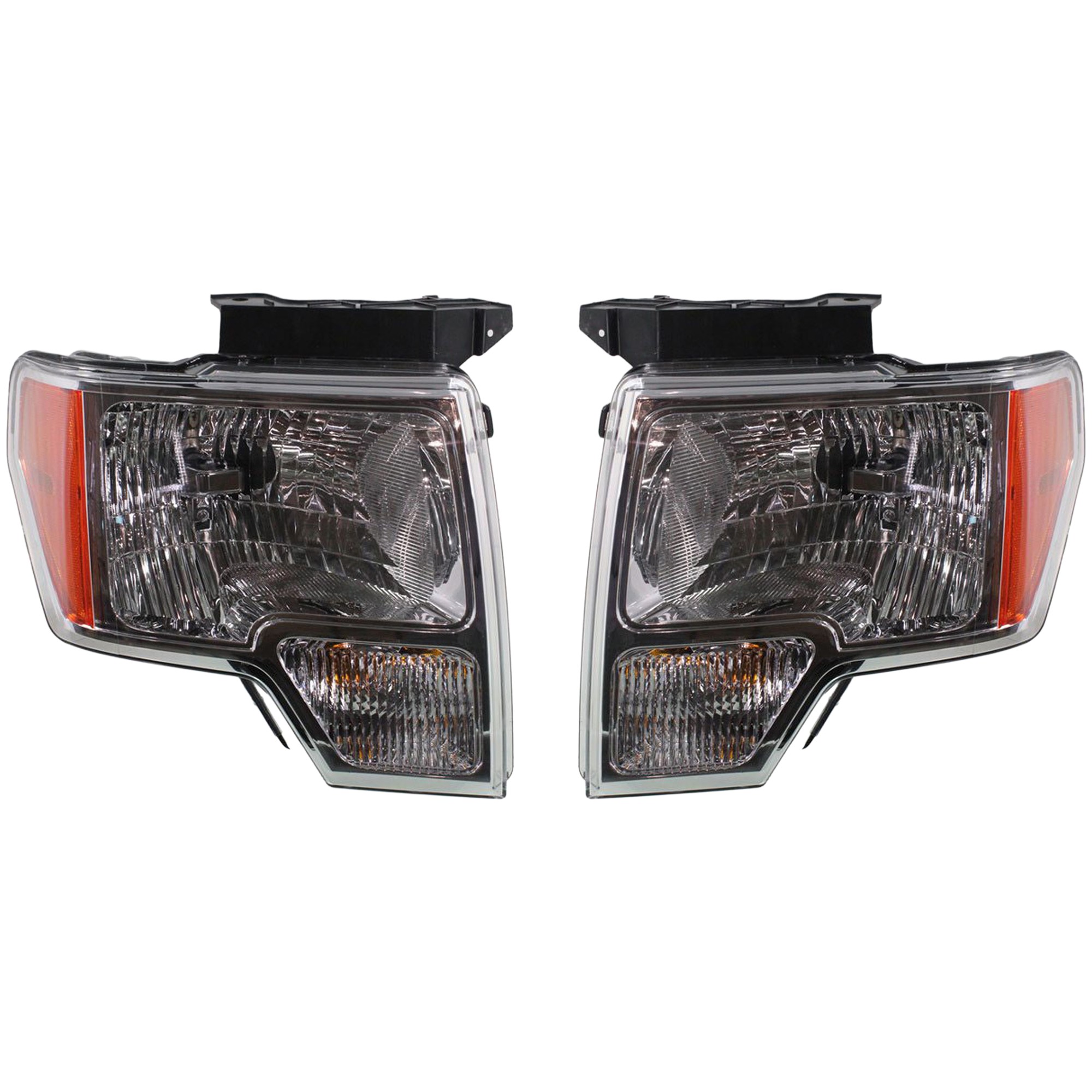 Driver and Passenger Side Headlights, with Bulbs, Halogen, with Chrome Trim