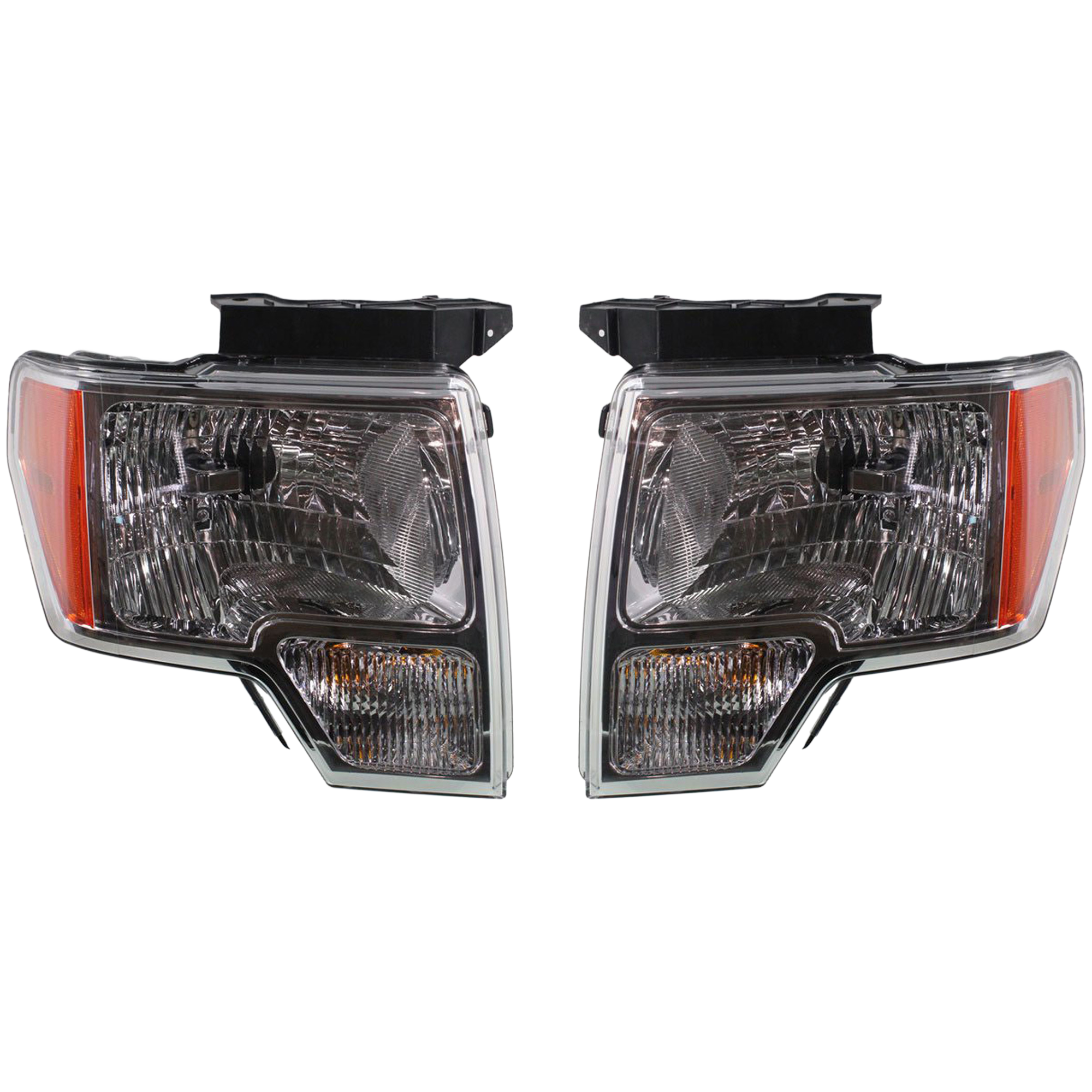 Driver and Passenger Side Headlights, with Bulbs, Halogen, with Chrome Trim