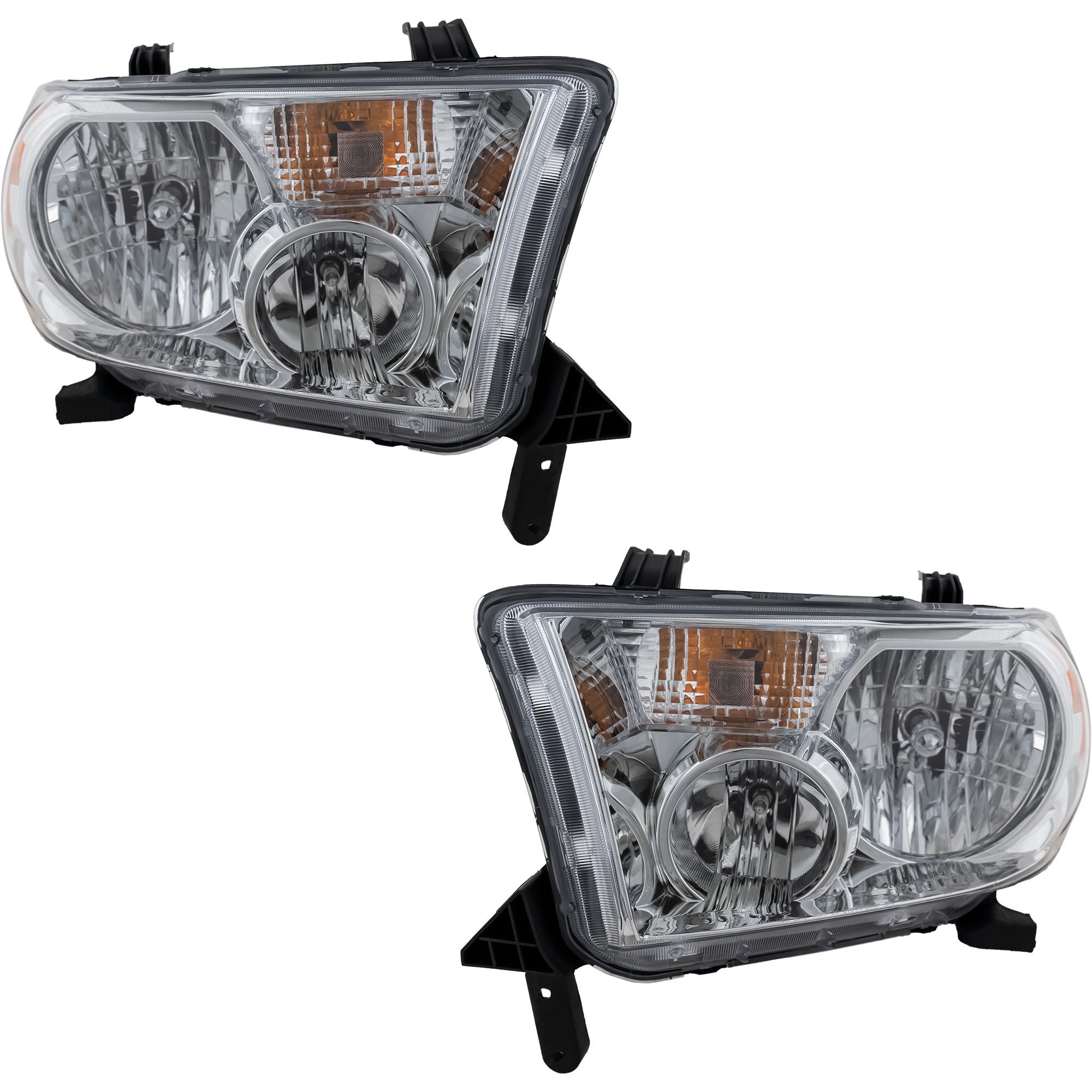 Driver and Passenger Side Headlights, with Bulbs, Halogen, Without leveling system
