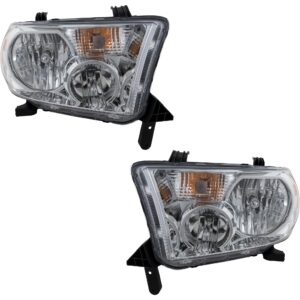 Driver and Passenger Side Headlights, with Bulbs, Halogen, Without leveling system