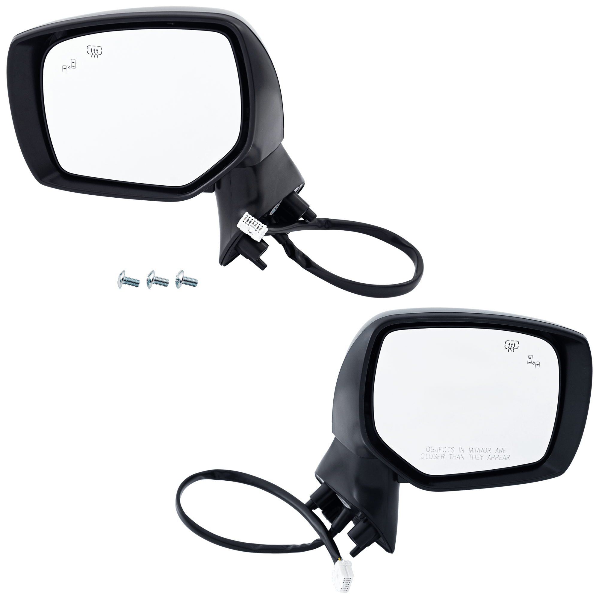 Driver and Passenger Side Mirror, Power Adjust, Heated, Manual Folding, Paintable, No Signal Light, No Memory, No Puddle Light, No Auto-Dim, With Blind Spot Detection in Glass