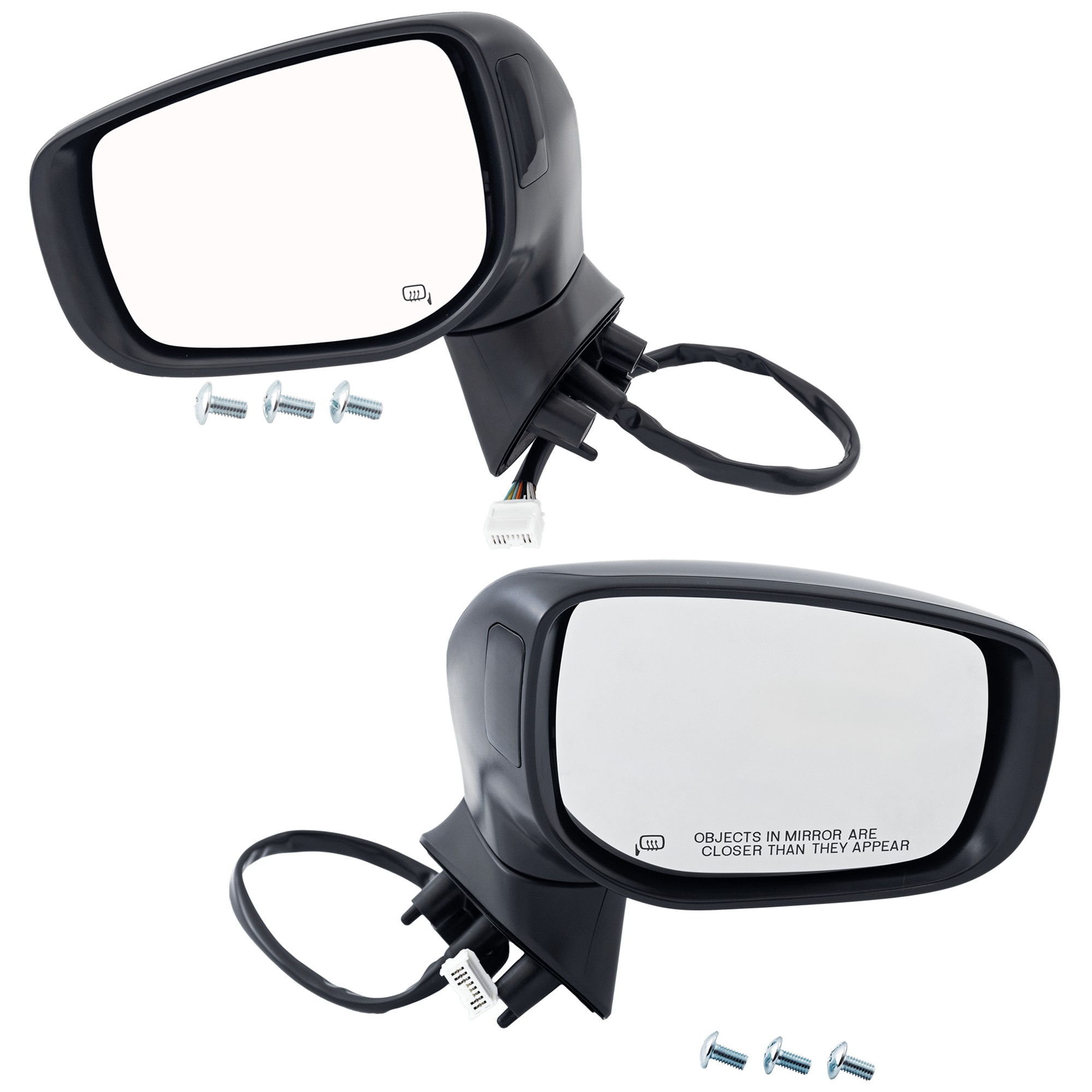 Driver and Passenger Side Mirror, Power Adjust, Heated, Manual Folding, Paintable, In-housing Signal Light, No Memory, No Puddle Light, No Auto-Dim, With Blind Spot Detection in...
