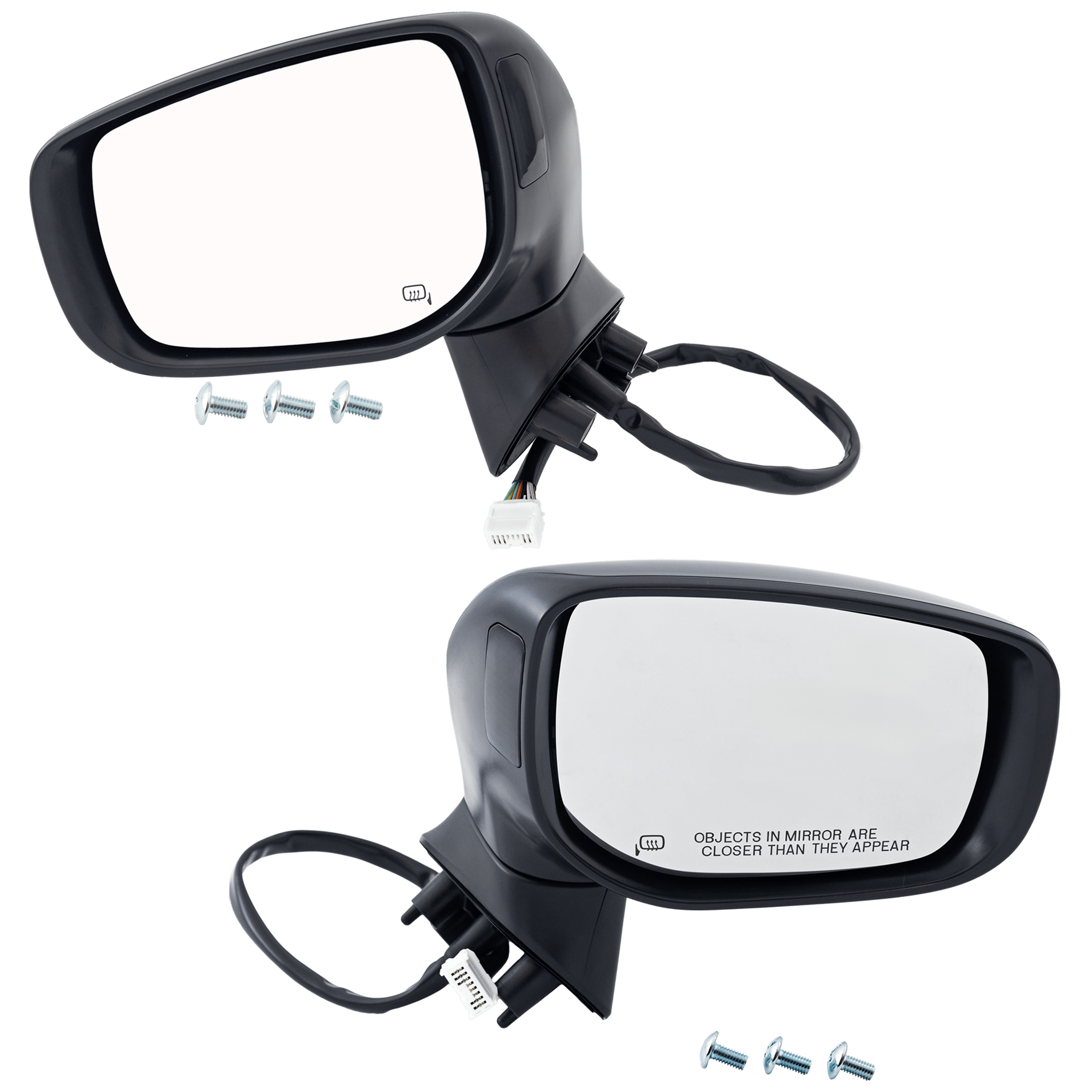 Driver and Passenger Side Mirror, Power Adjust, Heated, Manual Folding, Paintable, In-housing Signal Light, No Memory, No Puddle Light, No Auto-Dim, With Blind Spot Detection in...