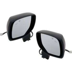 Driver and Passenger Side Mirror, Power Adjust, Heated, Manual Folding, Textured Black, No Signal Light, No Memory, No Puddle Light, No Auto-Dim, With Blind Spot Detection in Glass