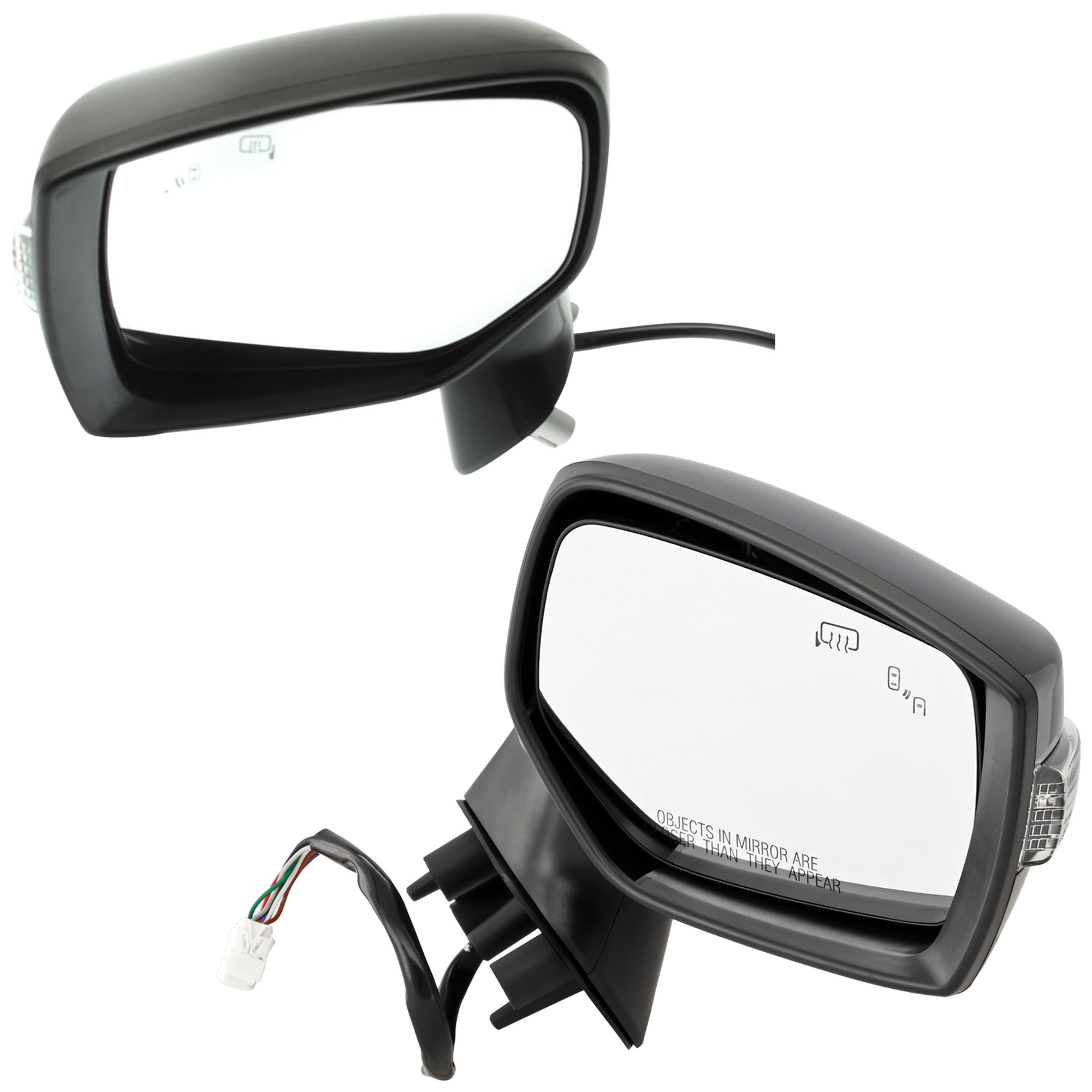 Driver and Passenger Side Mirror, Power Adjust, Heated, Manual Folding, Paintable, In-housing Signal Light, No Memory, No Puddle Light, No Auto-Dim, With Blind Spot Detection in...