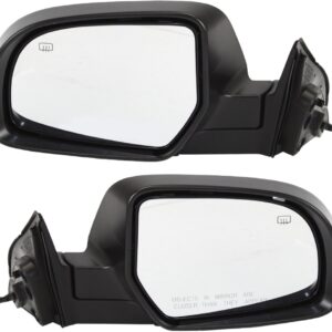 Driver and Passenger Side Mirrors, Power Adjust, Manual Folding, Heated, With 1 Paintable and 1 Textured Black Cap, No Signal Light, Memory, Puddle Light, Auto-Dimming, and...