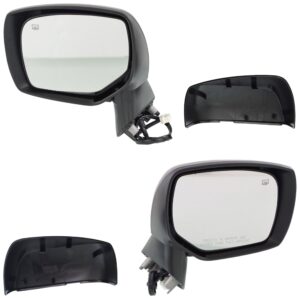 Driver and Passenger Side Mirrors, Power Adjust, Manual Folding, Heated, With 1 Paintable and 1 Textured Black Cap, No Signal Light, Memory, Puddle Light, Auto-Dimming, and...