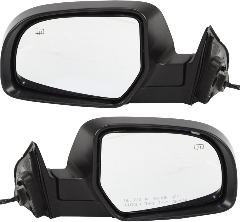 Driver and Passenger Side Mirrors, Power Adjust, Manual Folding, Heated, With 1 Paintable and 1 Textured Black Cap, No Signal Light, Memory, Puddle Light, Auto-Dimming, and...