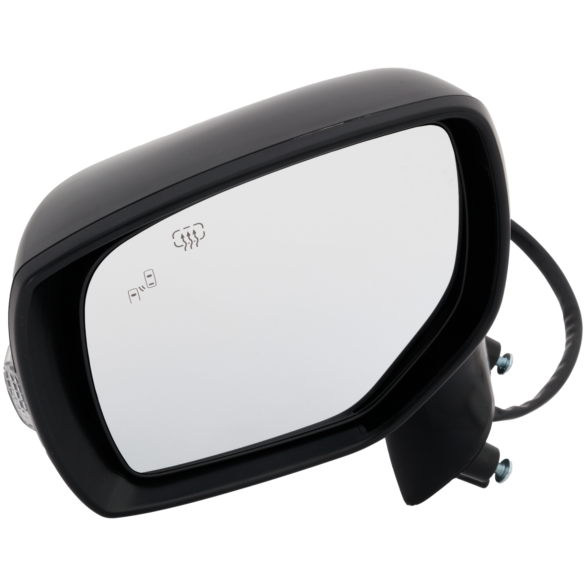 Driver Side Mirror, Power Adjust, Heated, Manual Folding, Paintable, In-housing Signal Light, No Memory, No Puddle Light, No Auto-Dim, With Blind Spot Detection in Glass