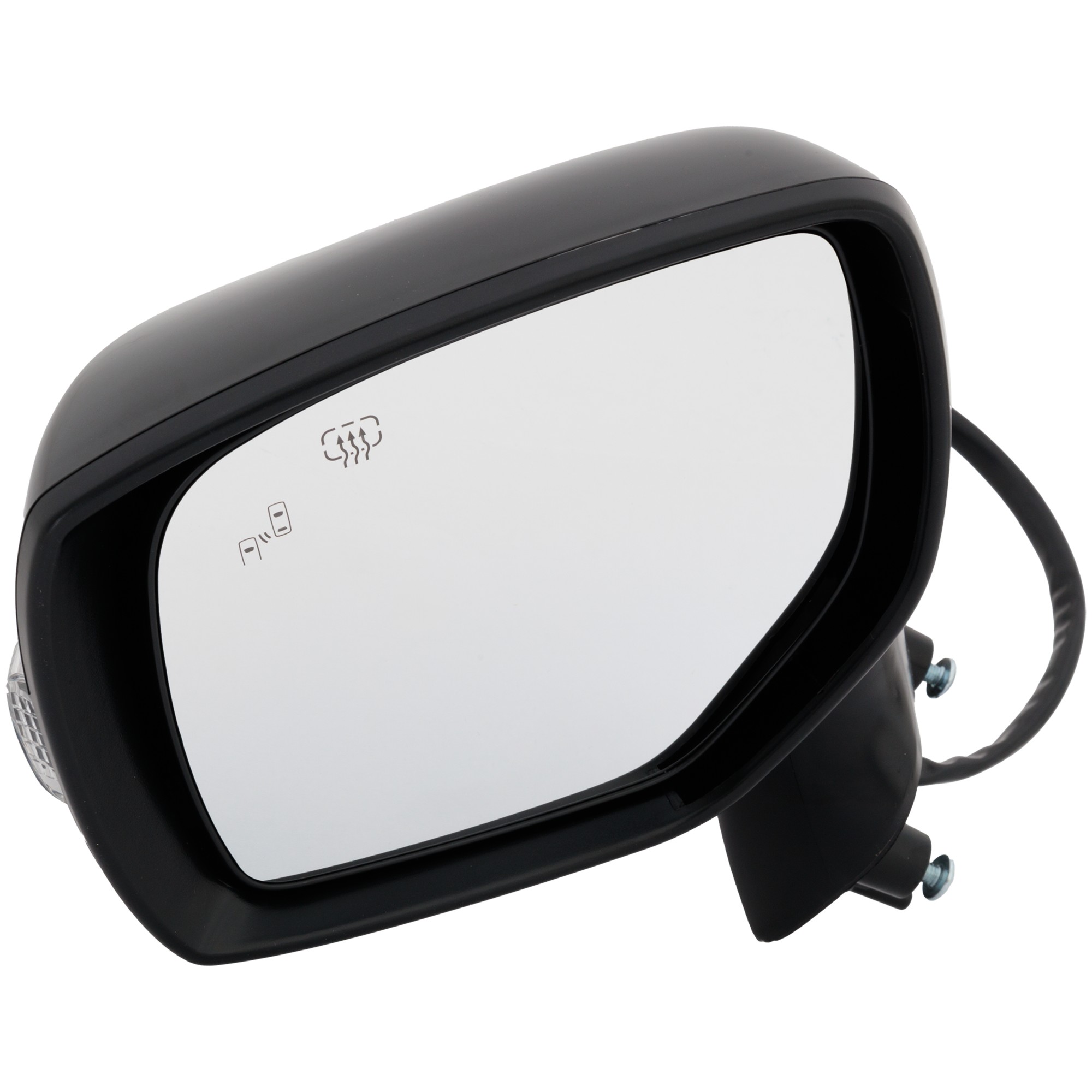 Driver Side Mirror, Power Adjust, Heated, Manual Folding, Paintable, In-housing Signal Light, No Memory, No Puddle Light, No Auto-Dim, With Blind Spot Detection in Glass