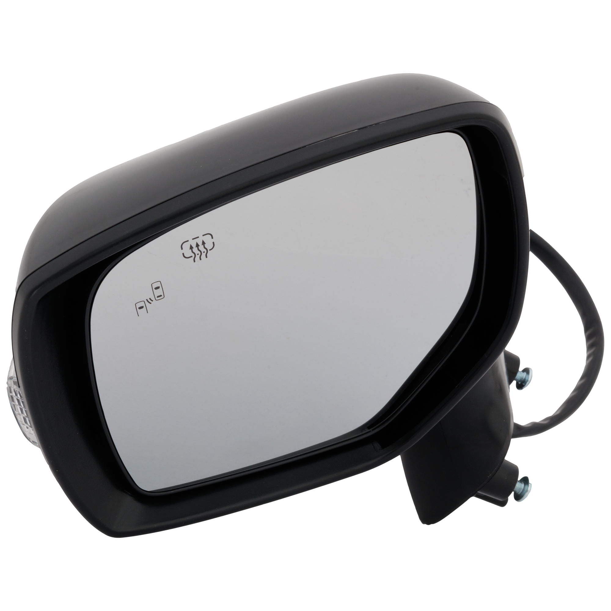 Driver Side Mirror, Power Adjust, Heated, Manual Folding, Paintable, In-housing Signal Light, No Memory, No Puddle Light, No Auto-Dim, With Blind Spot Detection in Glass