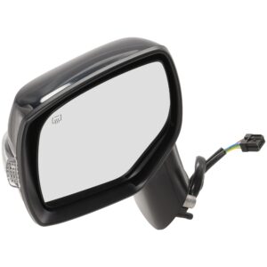 Driver Side Mirror, Power Adjust, Heated, Manual Folding, Paintable, In-housing Signal Light, No Memory, No Puddle Light, No Auto-Dim, No Blind Spot Feature