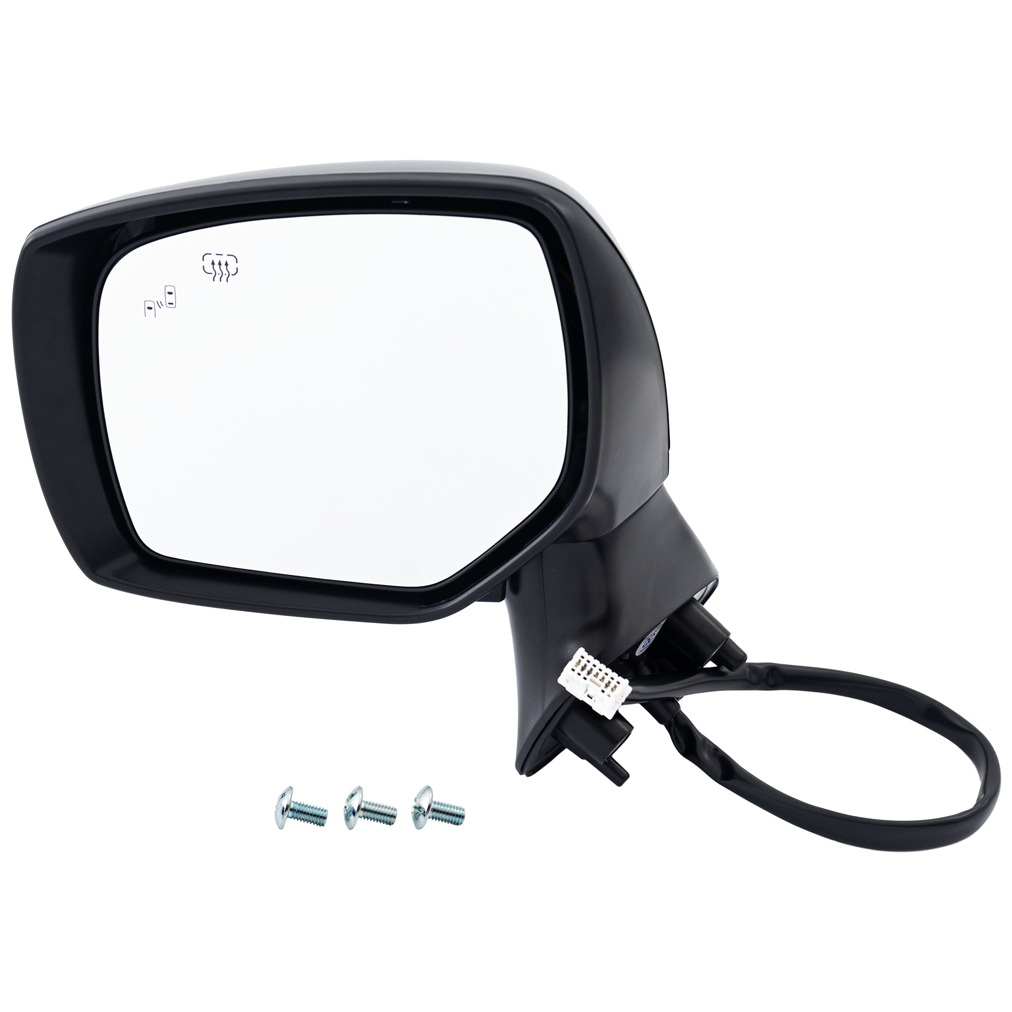 Driver Side Mirror, Power Adjust, Heated, Manual Folding, Paintable, No Signal Light, No Memory, No Puddle Light, No Auto-Dim, With Blind Spot Detection in Glass