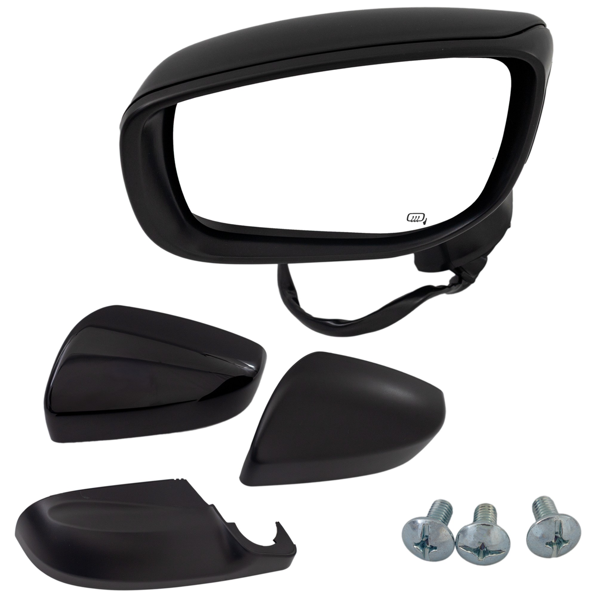 Driver Side Mirror, Power Adjust, Heated, Manual Folding, Paintable, No Signal Light, No Memory, No Puddle Light, No Auto-Dim, With Blind Spot Detection in Glass