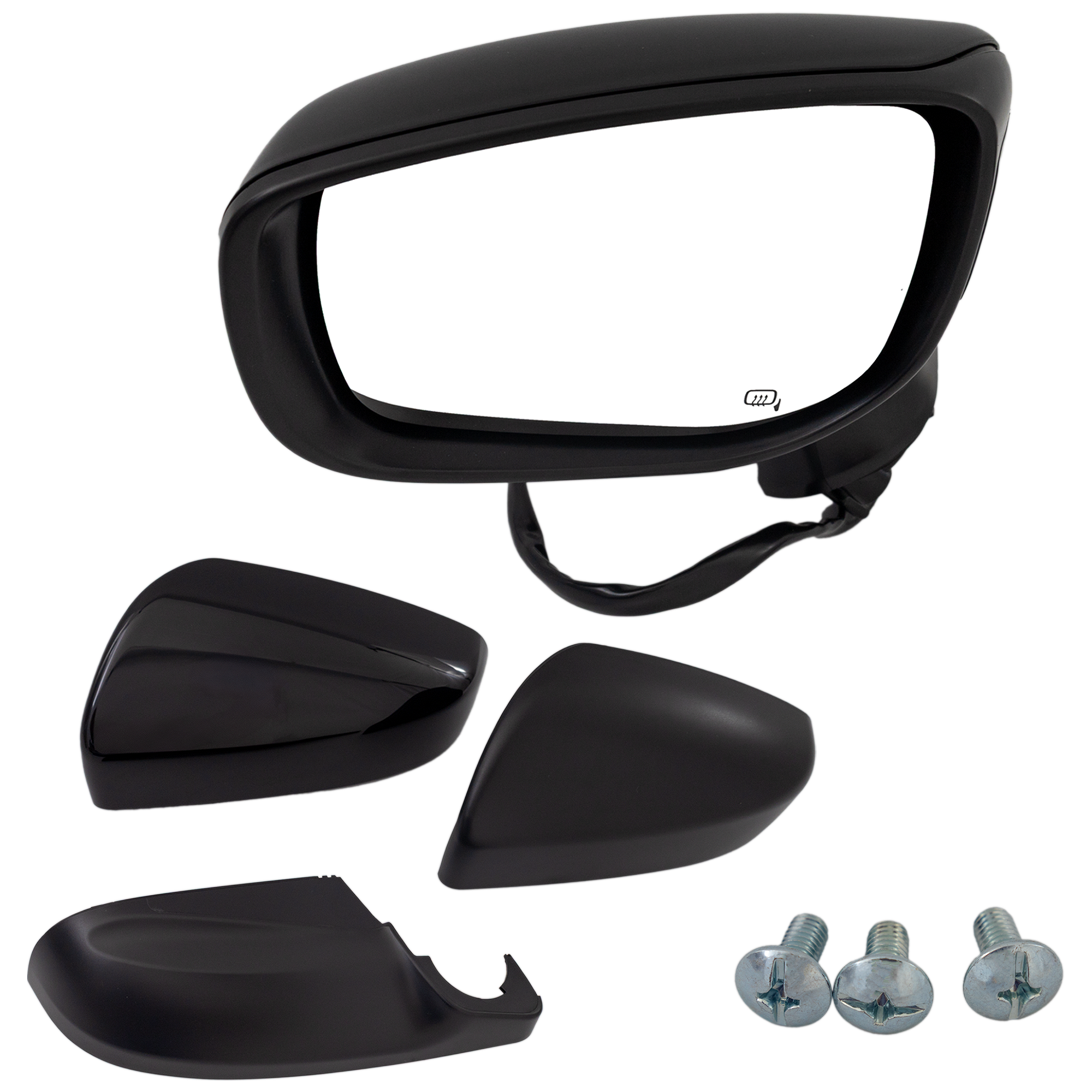 Driver Side Mirror, Power Adjust, Heated, Manual Folding, Paintable, No Signal Light, No Memory, No Puddle Light, No Auto-Dim, With Blind Spot Detection in Glass