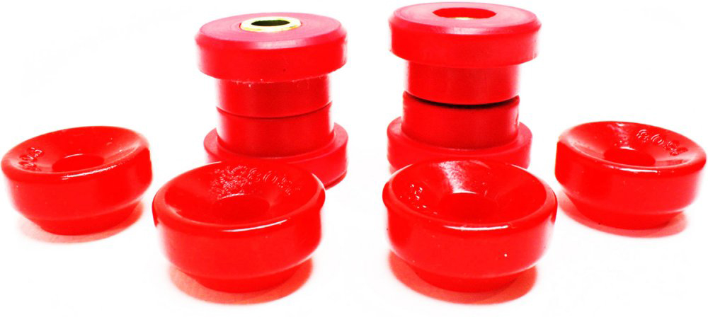 16.8103R Shock Bushing - Red, Polyurethane, 2-Piece, Direct Fit, Set of 4