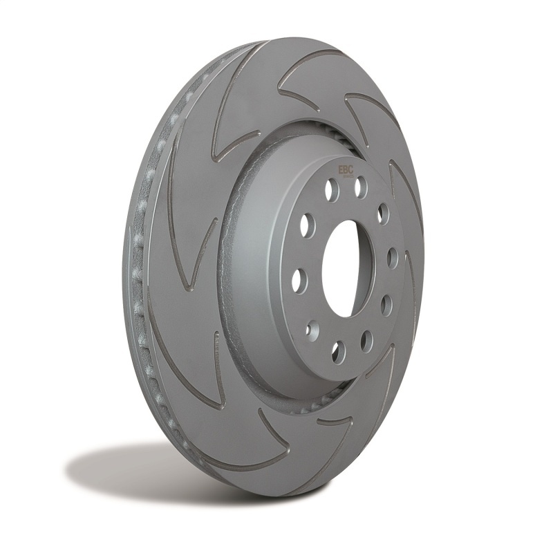 BSD850 Front Brake Disc, Silver Grey Geomet, Slotted, 4 Lugs, 261.62 mm, BSD Sport Ultra Quiet V Slot