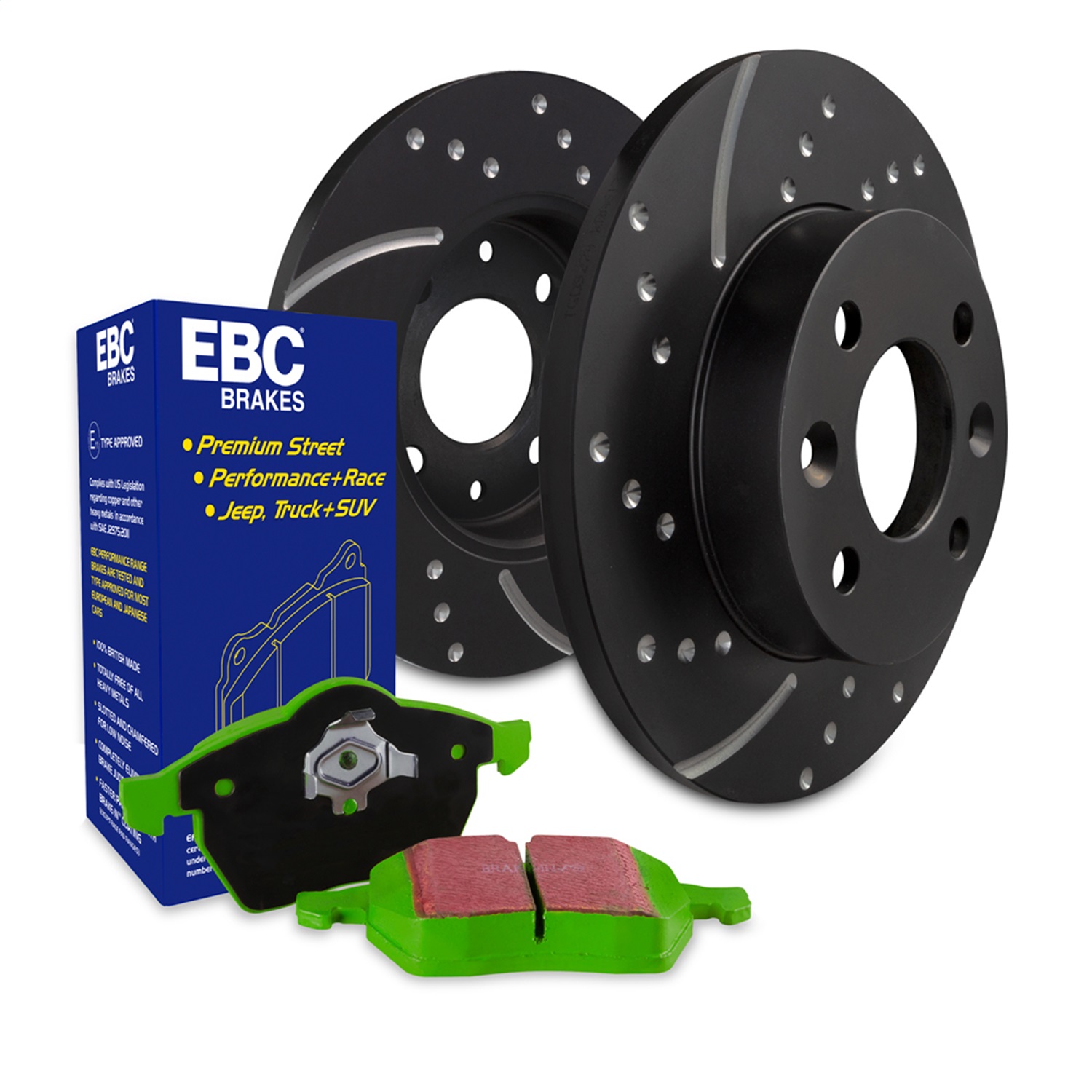 S10KR1307 Rear Brake Disc and Pad Kit, Silver Grey Geomet, Dimpled and Slotted, 4 Lugs, Aramid Fiber, S10 Greenstuff 2000 and GD Sport Slotted and Dimpled Rotors - Image 2