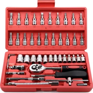 Egofine 46 Pieces 1/4 Inch Drive Socket Ratchet Wrench Set, with Bit Socket Set