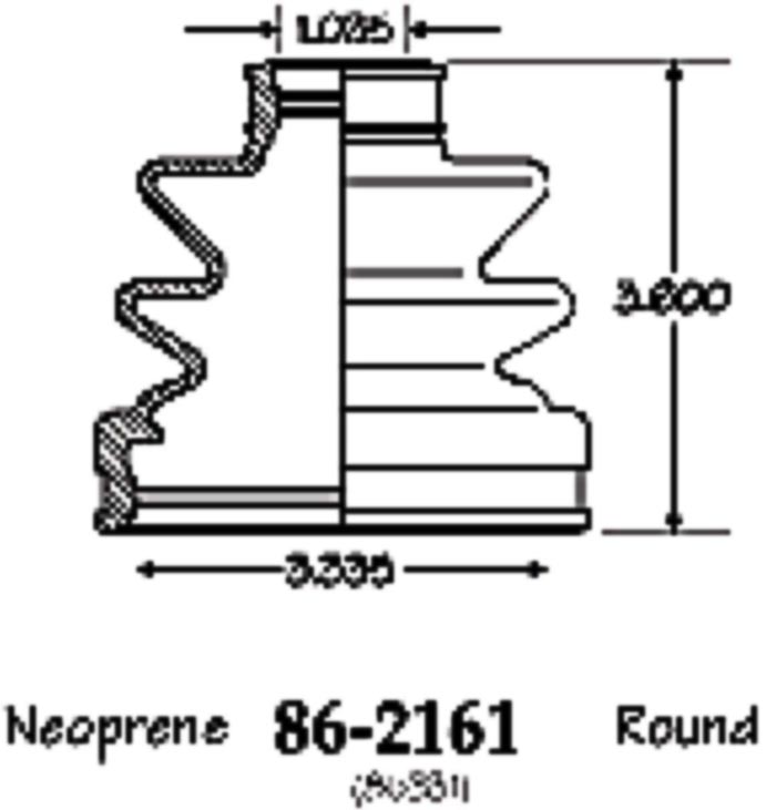 86-2161-D CV Boot - Black, Neoprene, Direct Fit, Sold Individually