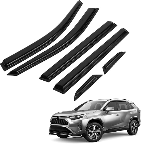 FIILINES Rain Guards for Toyota Rav4 2019-2025, Tape-On Side Window Visors Window Deflectors for Rav4, 4PCS, Black