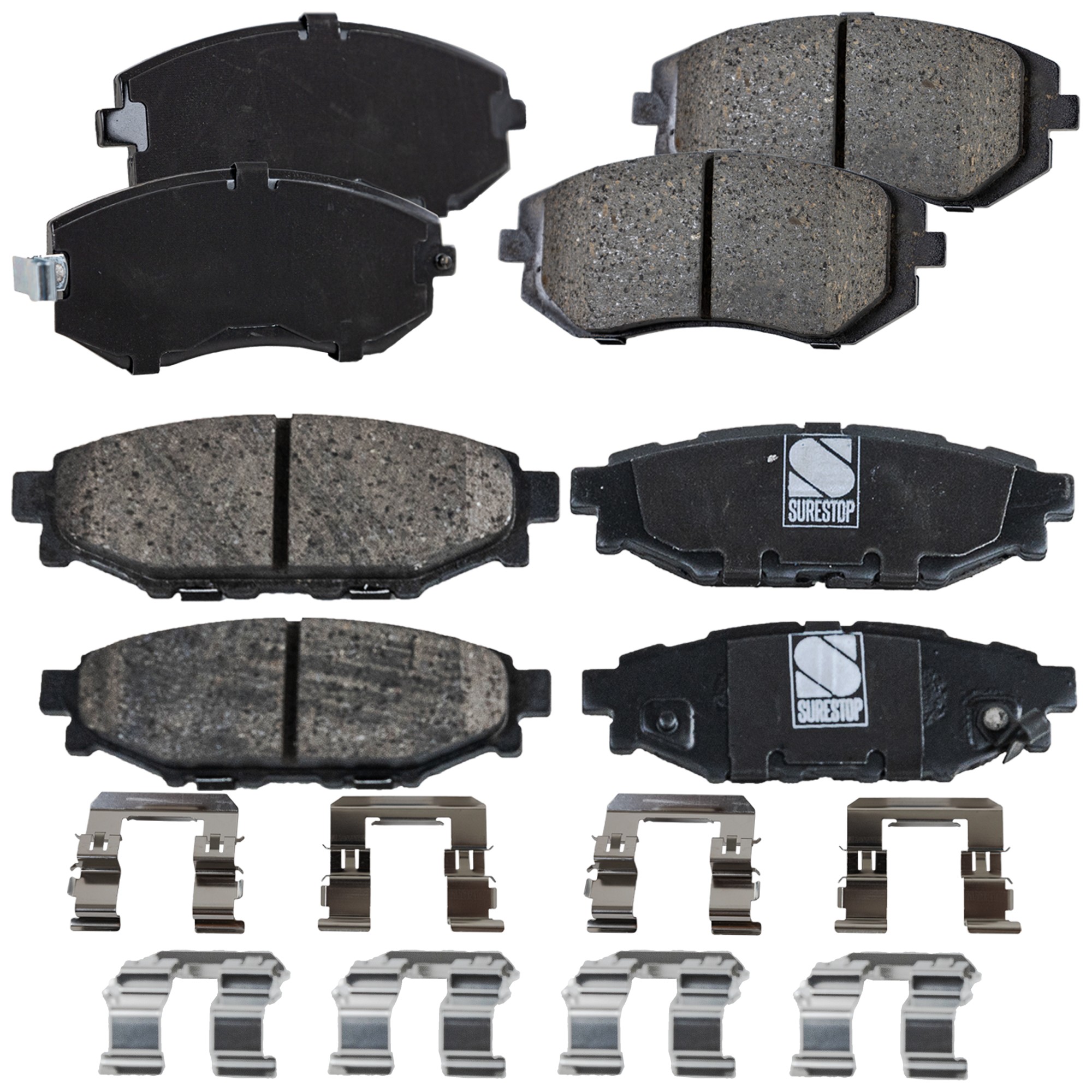 Front and Rear Brake Pad Set, Ceramic, 4-Wheel Set