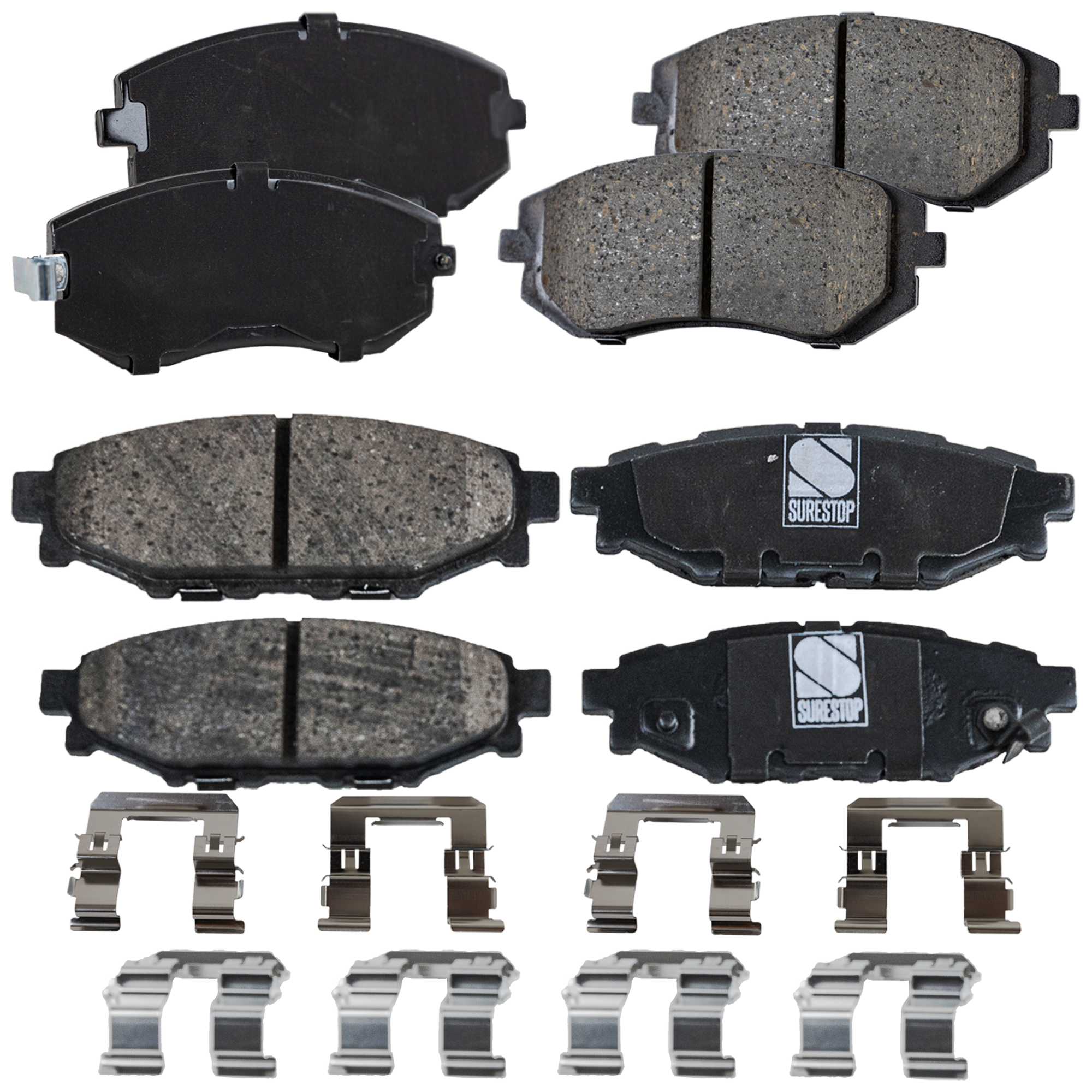 Front and Rear Brake Pad Set, Ceramic, 4-Wheel Set