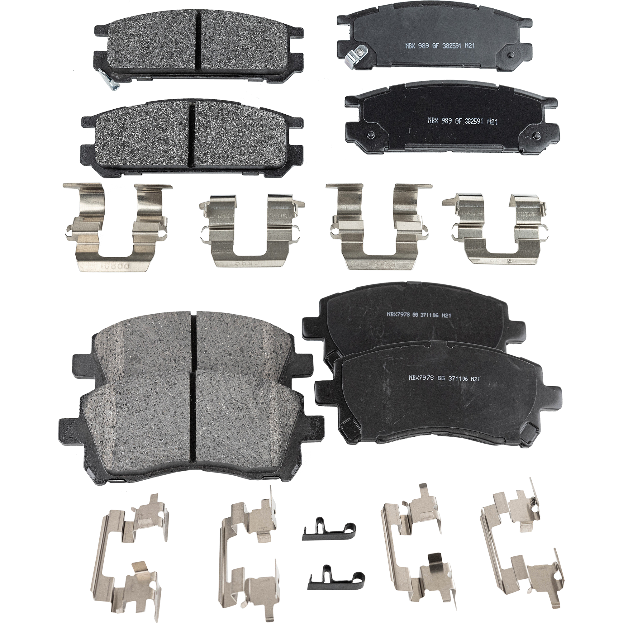 Front and Rear Brake Pad Sets, Pro-Line Series, Ceramic - Front; Semi-Metallic - Rear Pad Material